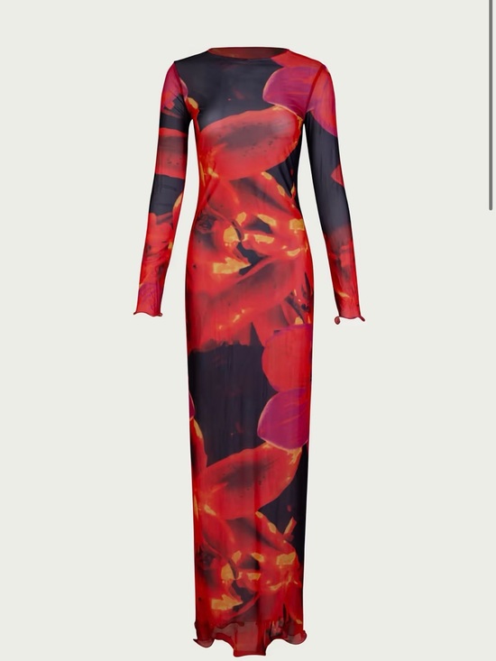 Same Dresses & Skirts - SAME MESH MAXI DRESS Red Tropical